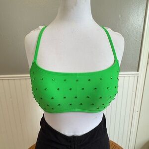 Green Studded Crop Top